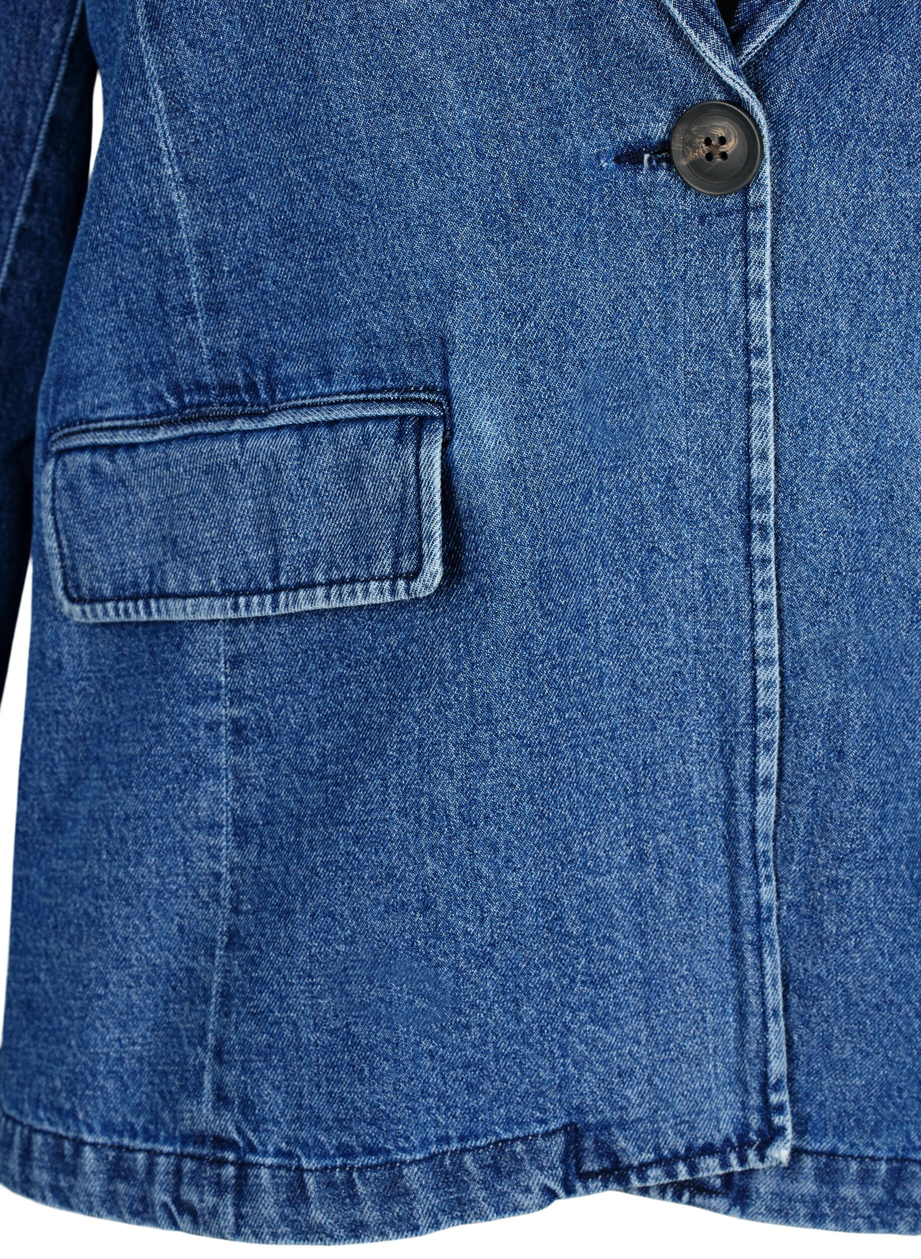 Zizzi Denimblazer med fickor, Blue Denim, Packshot image number 2