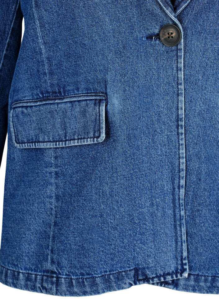 Denimblazer med fickor, Blue Denim, Packshot image number 2