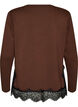Blus i jersey med spetskant, Brun, Packshot image number 1