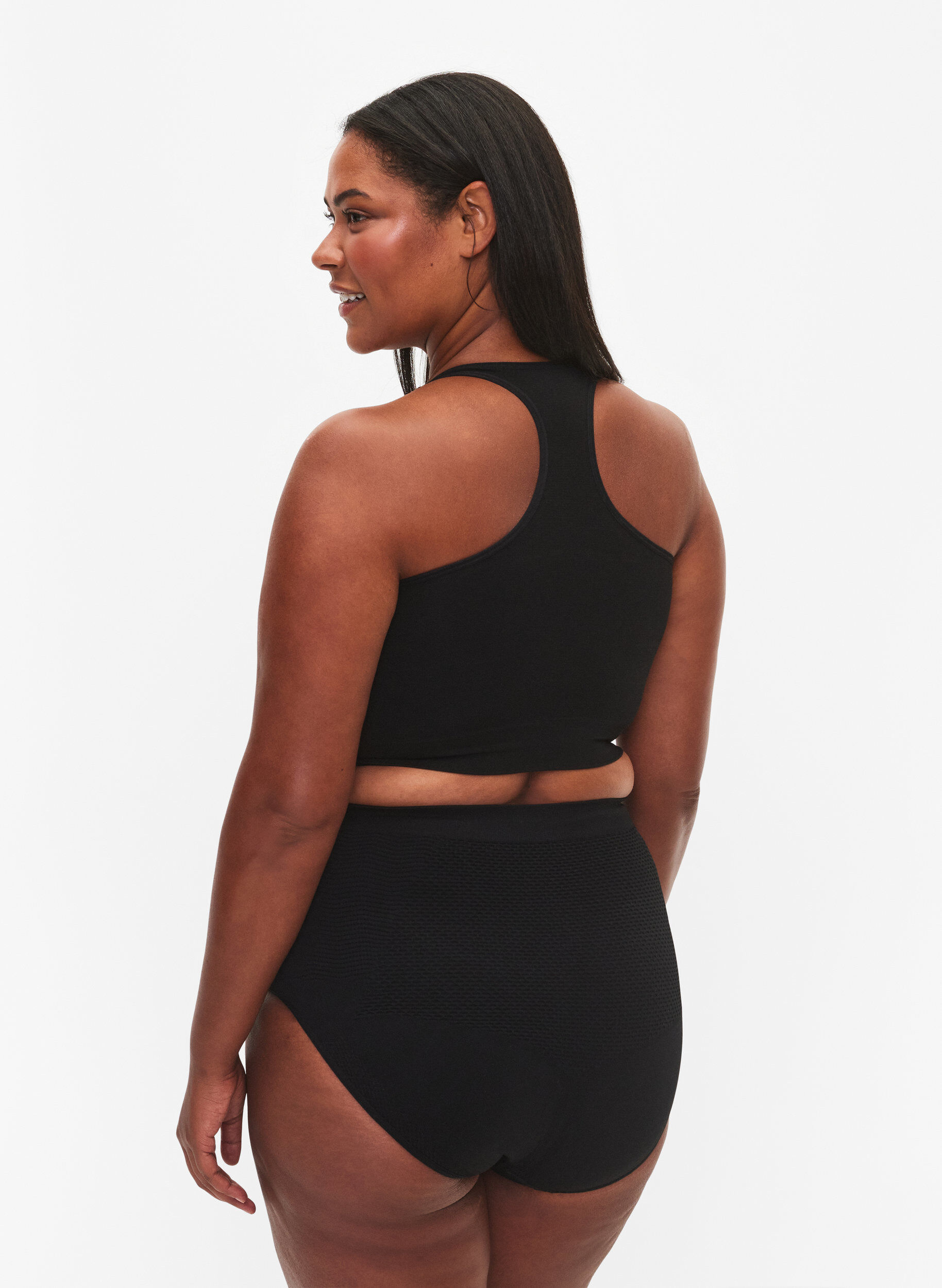 Zizzi Seamless trosa med h&ouml;g midja, Black, Model image number 1