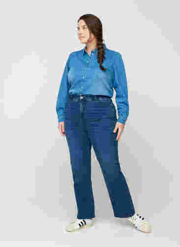 Jeans med extra hög midja, Blue denim, Model image number 2