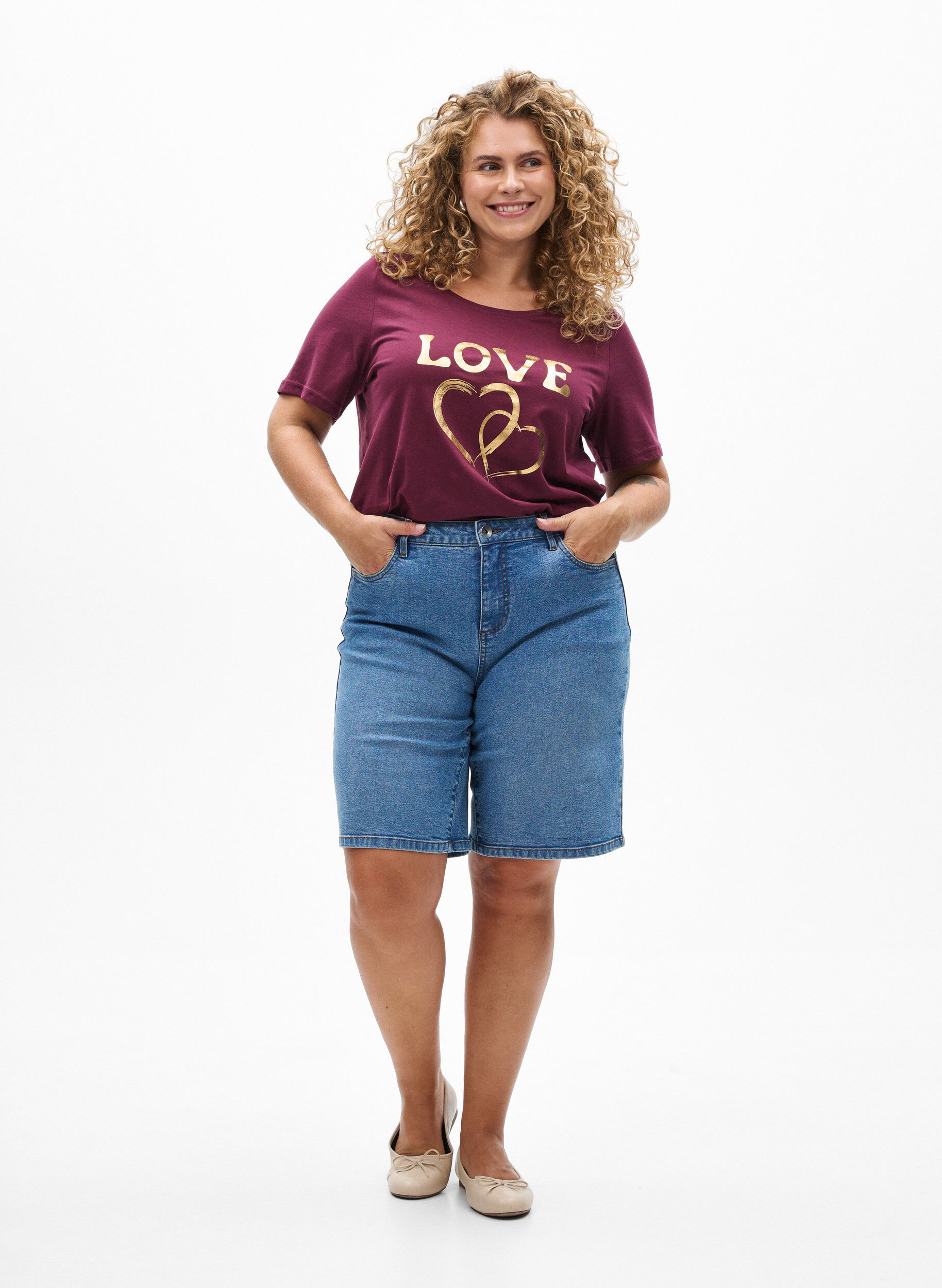 ZizziT-shirt med tryck, R&ouml;d, Model image number 1