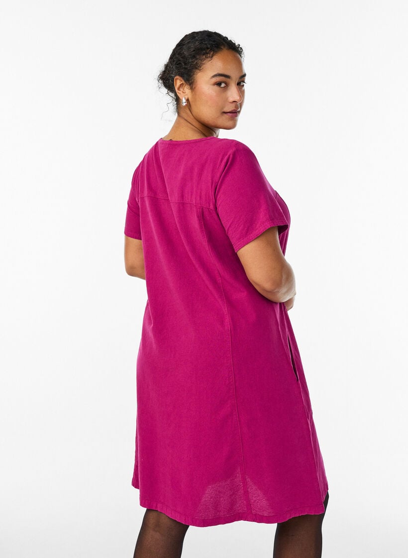 Kort&auml;rmad kl&auml;nning i bomull, R&ouml;d, Model image number 2