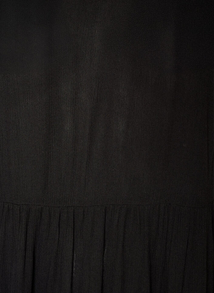 Midikl&auml;nning i viskos med volang&auml;rmar, Svart, Packshot image number 2