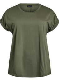 Kort&auml;rmad t-shirt i bomullsmix, Gr&ouml;n
