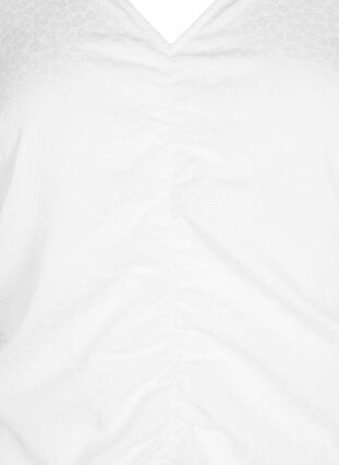 Kortärmad klänning med drapering och struktur, Bright White, Packshot image number 2