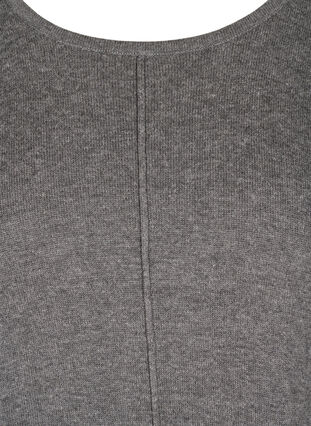 Enfärgad stickad tröja med rund halsringning, Dark Grey Melange, Packshot image number 2