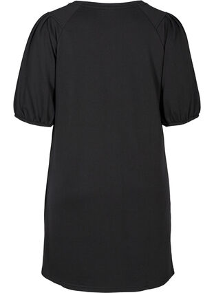  Sweatklänning med korta puffärmar, Black, Packshot image number 1