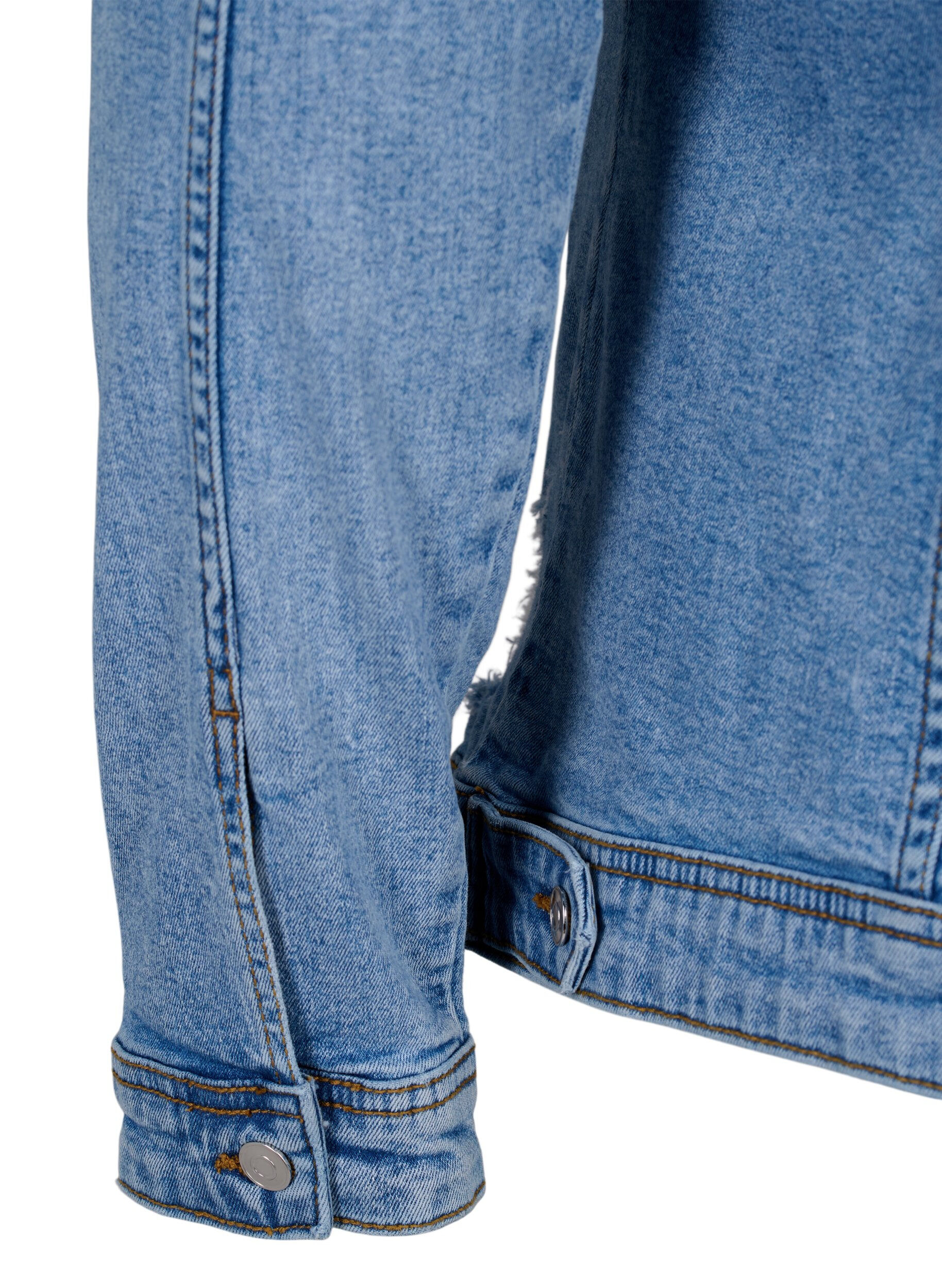Zizzi Kort denimjacka i bomull, Light blue denim, Packshot image number 4