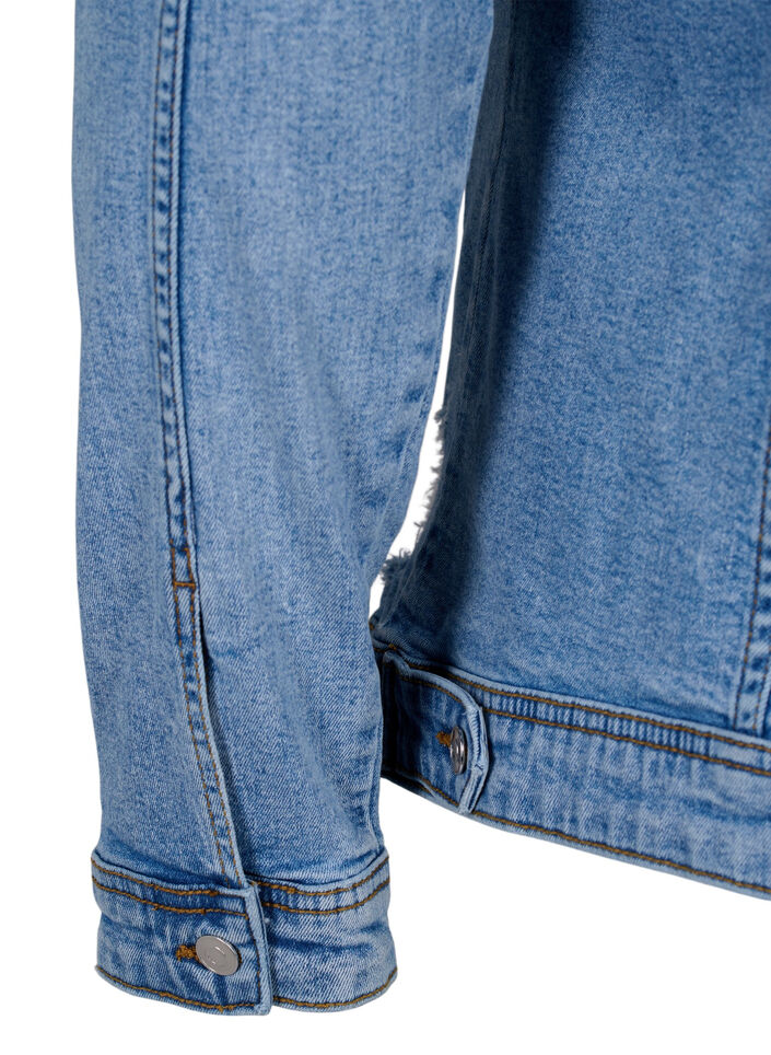 Kort denimjacka i bomull, Light blue denim, Packshot image number 4