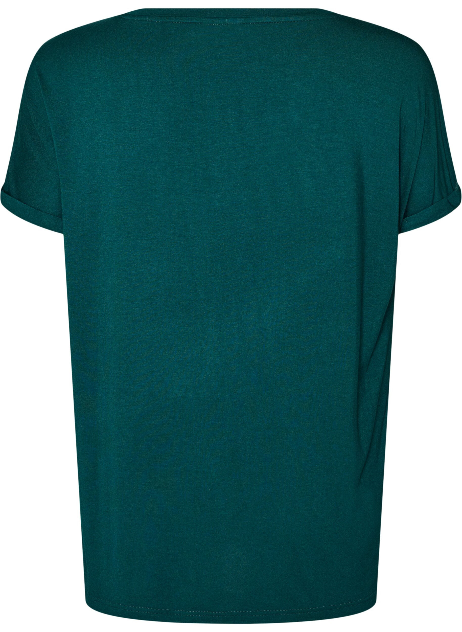 ZizziBas-t-shirt med v-ringning i viskos, Gr&ouml;n, Packshot image number 1