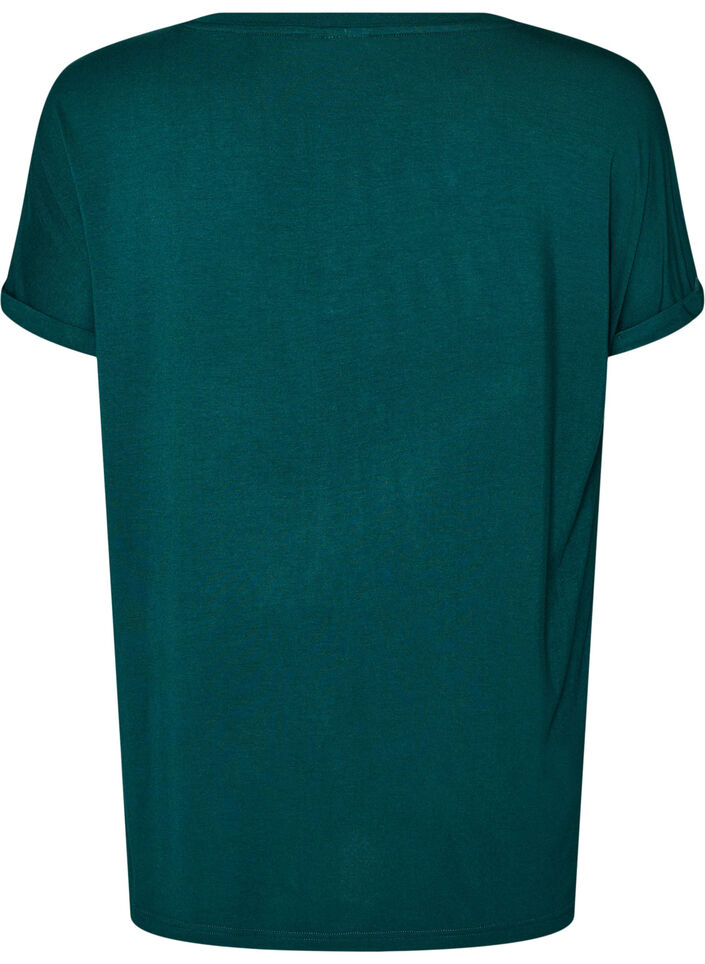 Bas-t-shirt med v-ringning i viskos, Gr&ouml;n, Packshot image number 1