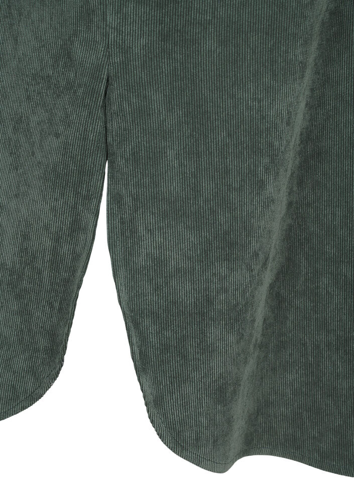 Lång skjortklänning i manchester med knappar, Dark Forest, Packshot image number 3