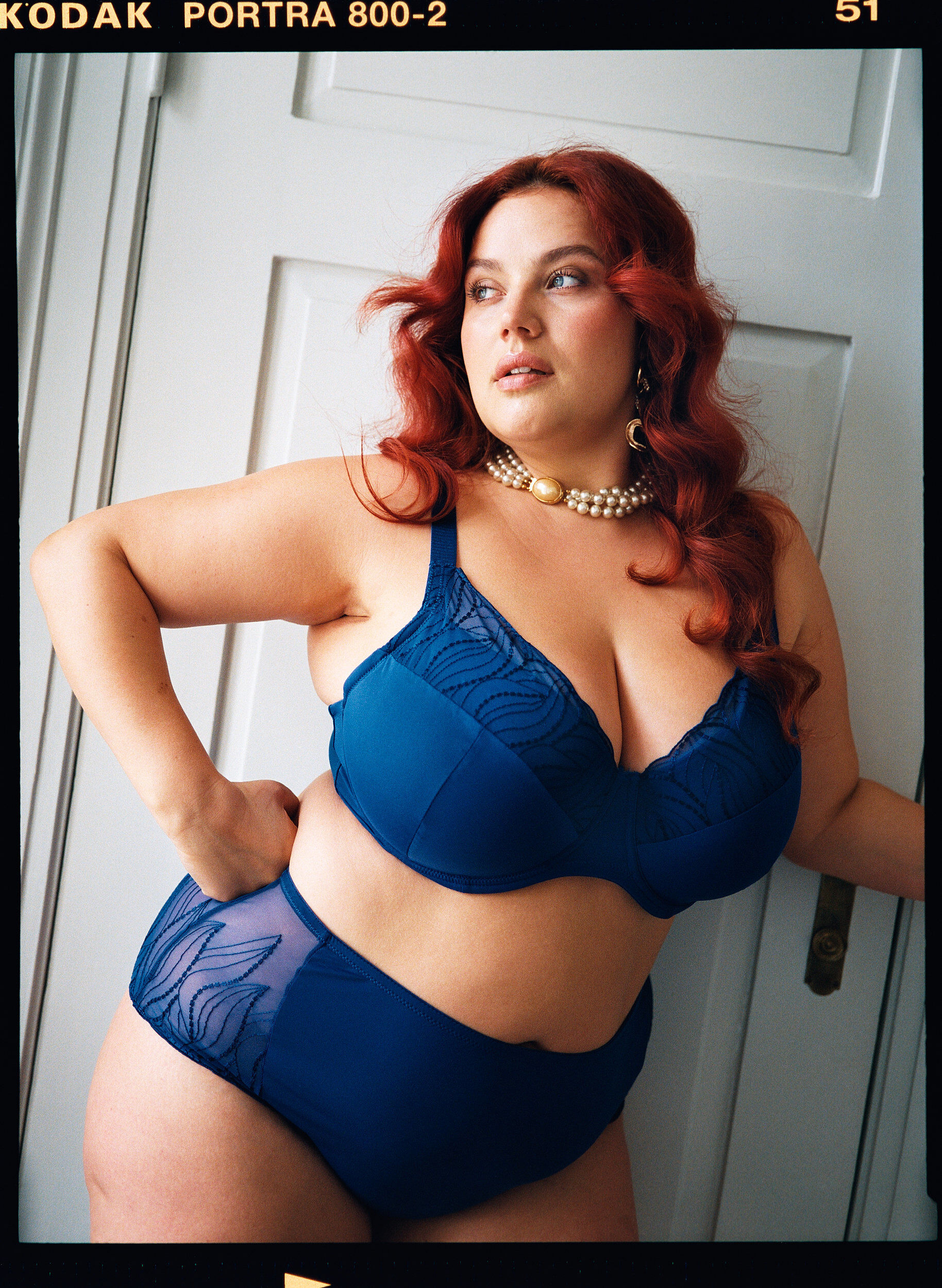 Zizzi Hipstertrosor i mikrofiber med spets i sidorna, Bl&aring;, Image image number 0