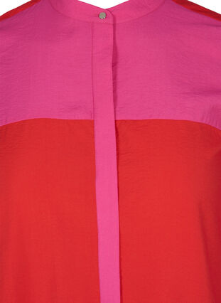 Lång skjorta med color-block, Pink Red Block, Packshot image number 2