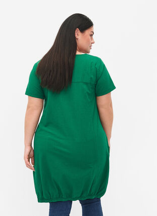 Kortärmad klänning i bomull, Verdant Green, Model image number 1
