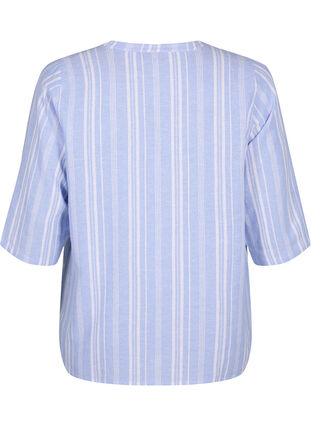 Randig blus i linne- och viskosblandning, Serenity Wh.Stripe, Packshot image number 1