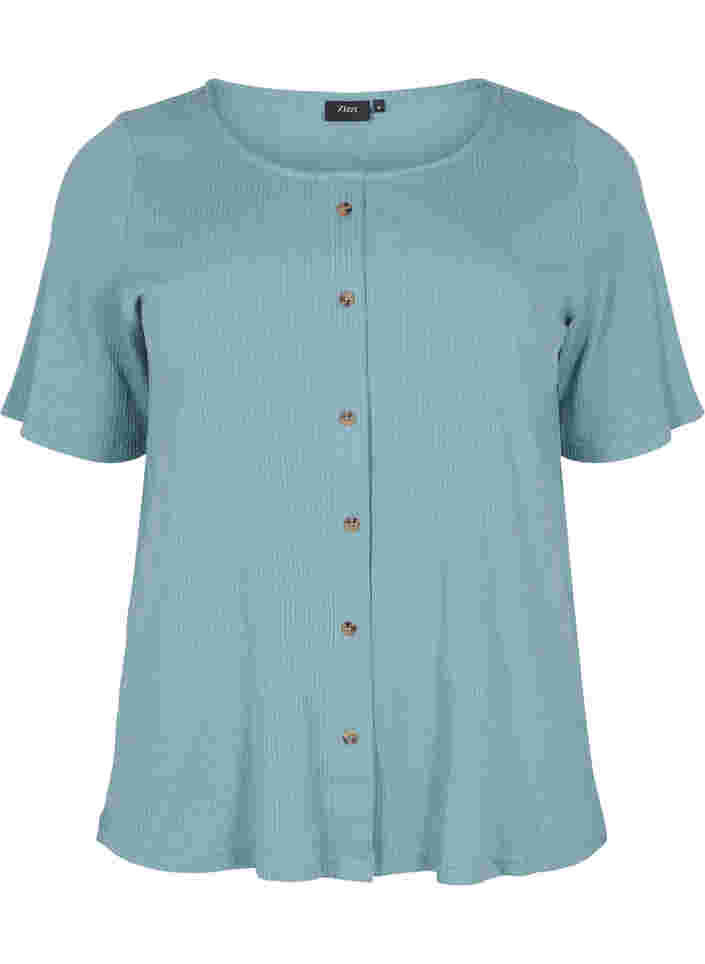 T-shirt med knappar, Goblin Blue, Packshot image number 0