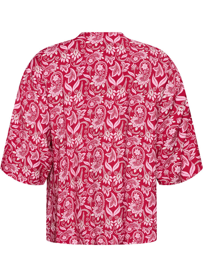 Kort kimono i viskos med 3/4-&auml;rmar, Rosa, Packshot image number 1