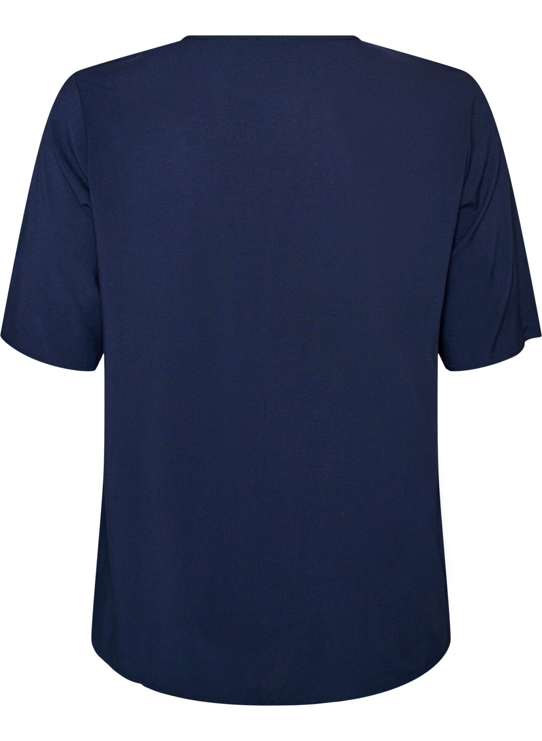 ZizziKort&auml;rmad v&auml;vd blus med rund hals, Bl&aring;, Packshot image number 1