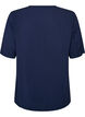 Kort&auml;rmad v&auml;vd blus med rund hals, Bl&aring;, Packshot image number 1