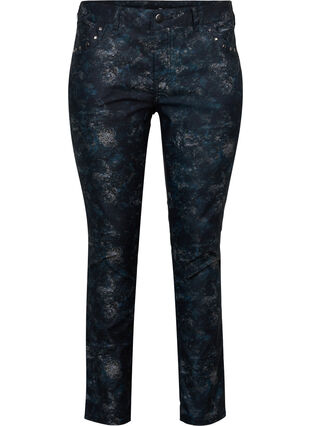 Mönstrade Emily jeans med nitar, Black AOP, Packshot image number 0