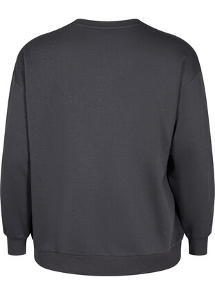 Sweatshirt med volang och virkad detalj, Dark Grey, Packshot image number 1