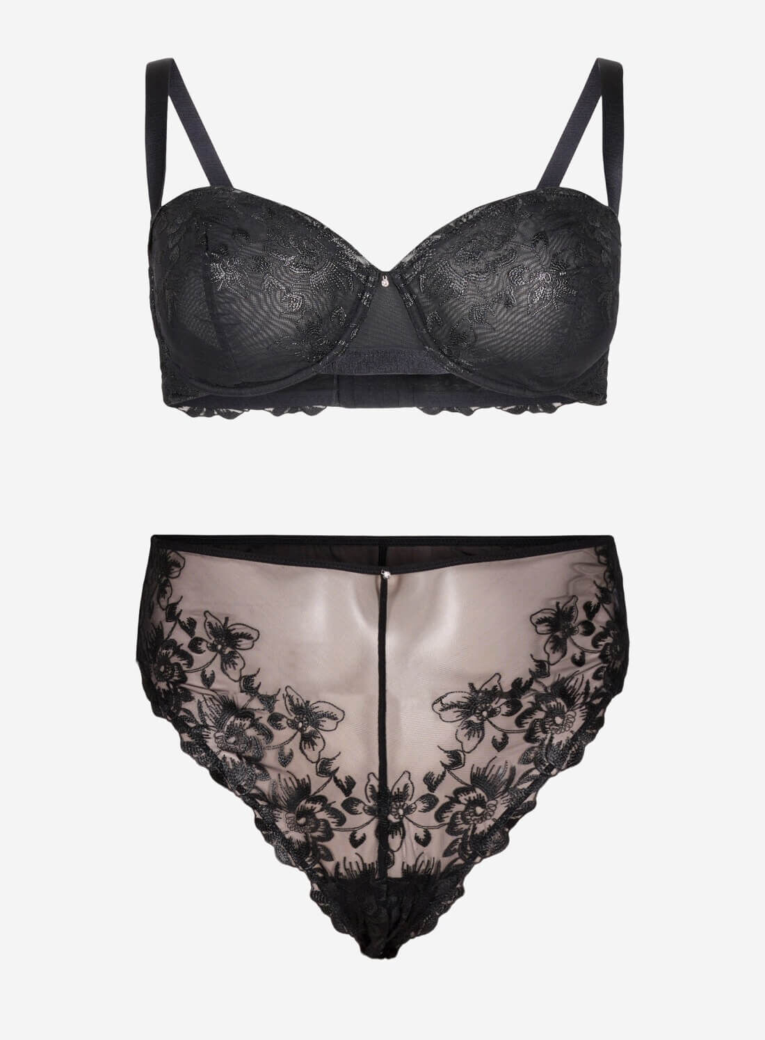 Zizzi Balconette-bh med bygel och broderad spets, , Model