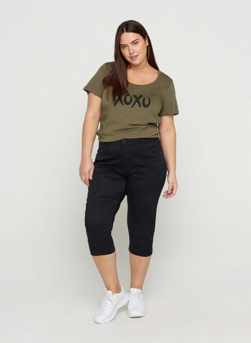 Slim fit Emily capri-jeans, Black, Model image number 0