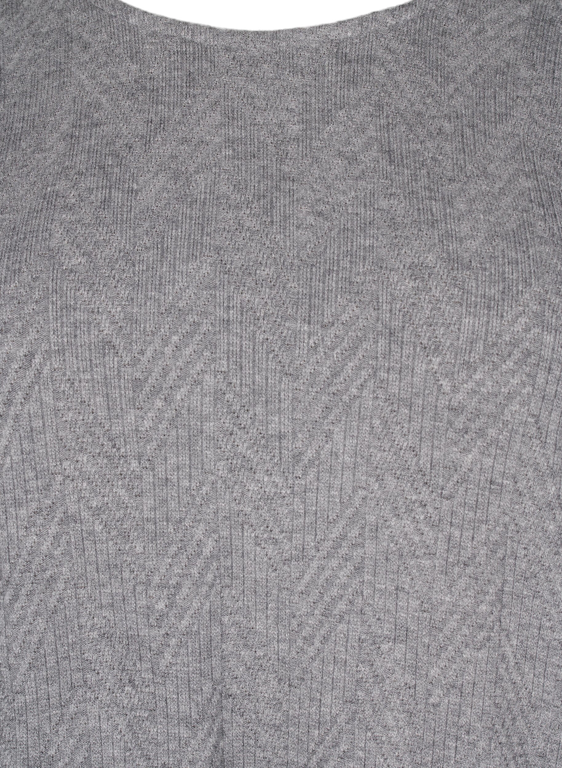 Zizzi M&ouml;nstrad blus med l&aring;nga &auml;rmar, Gr&aring;, Packshot image number 2