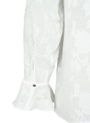 Långärmad skjorta med jacquard-look, Bright White, Packshot image number 3