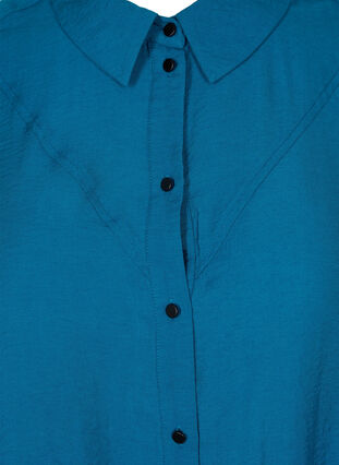 Lång enfärgad skjorta i viskosblandning, Moroccan Blue, Packshot image number 2