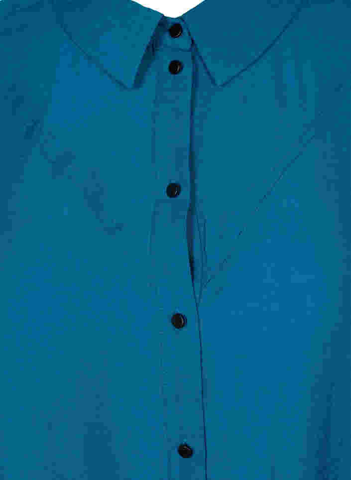 Lång enfärgad skjorta i viskosblandning, Moroccan Blue, Packshot image number 2