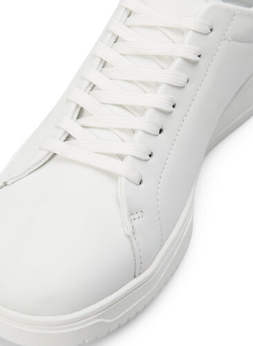 Sneakers i läder med bred passform, White, Packshot image number 2