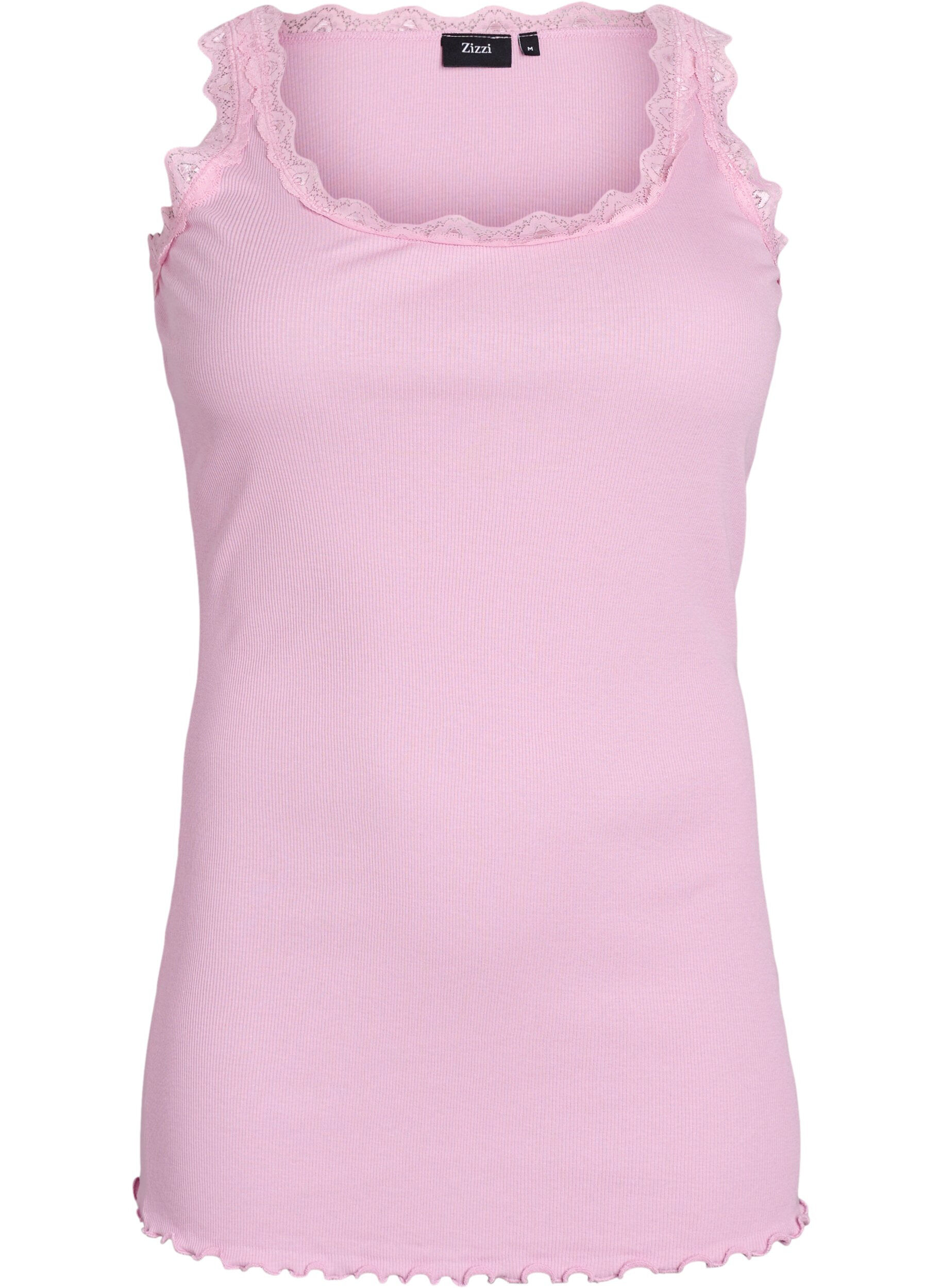 ZizziTopp med spetskant, Rosa, Packshot image number 0