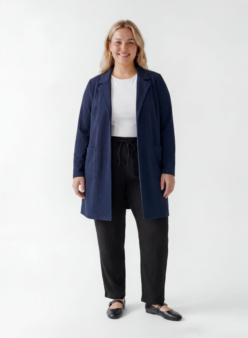 L&aring;ng kavaj med fickor, Bl&aring;, Model image number 1