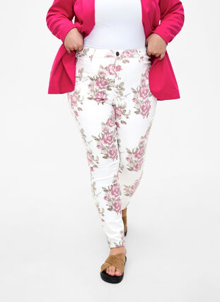Supersmala Amy jeans med blomtryck, White R.AOP, Model image number 2