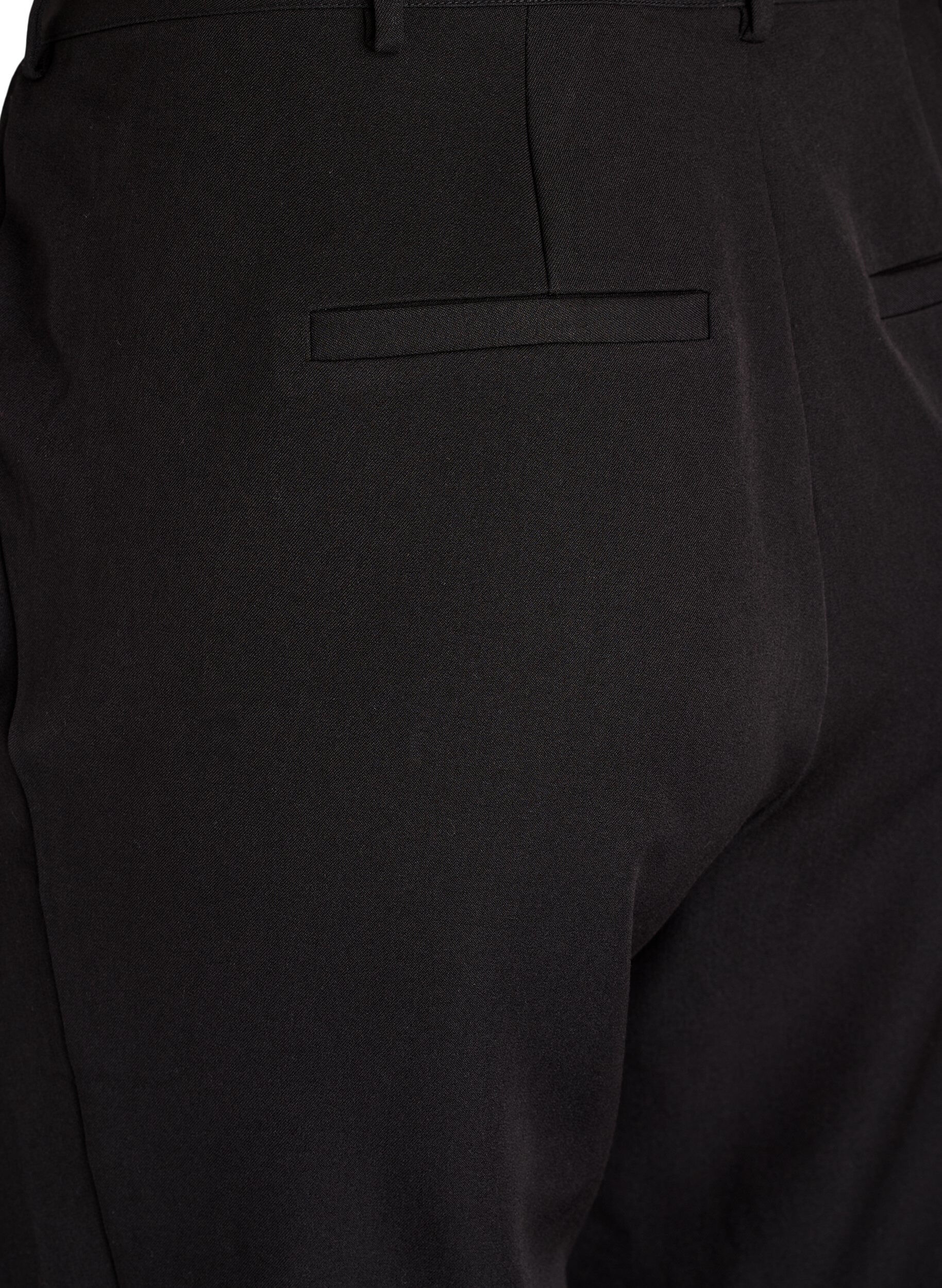 Zizzi H&ouml;gmidjade kostymbyxor med raka ben, Svart, Packshot image number 3