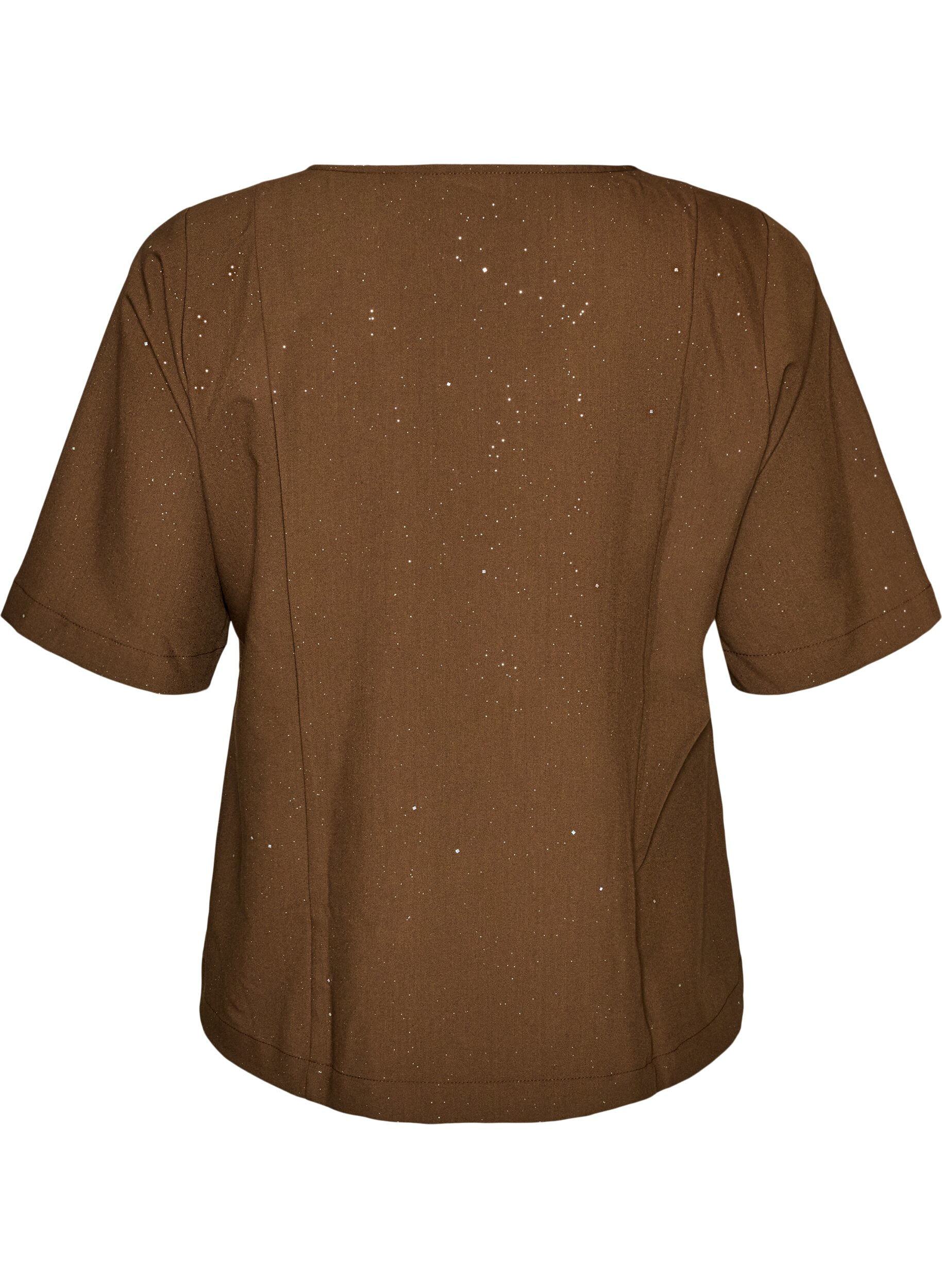 ZizziBlus med glitter och v-ringning, Brun, Packshot image number 1