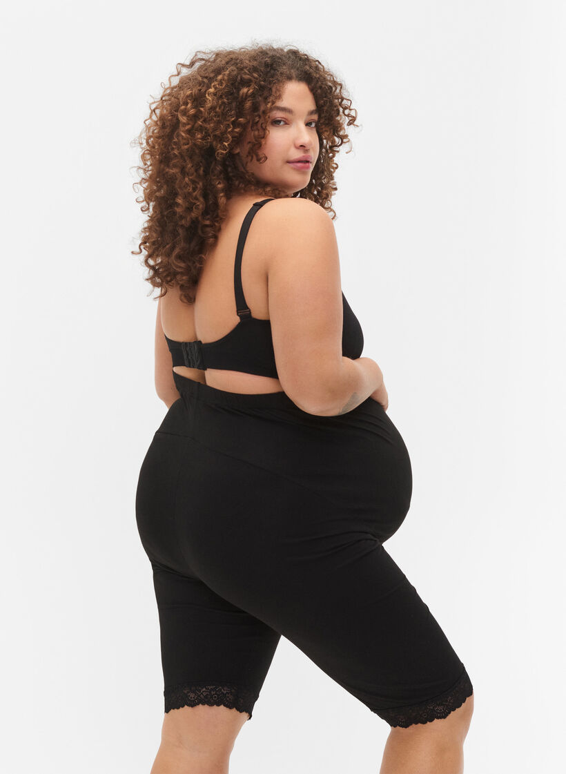 Cykelshorts för gravida med spetskant, Black, Model image number 1
