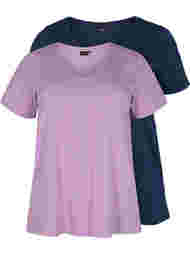 2-pack t-shirt i bomull, Paisley Purple/Navy