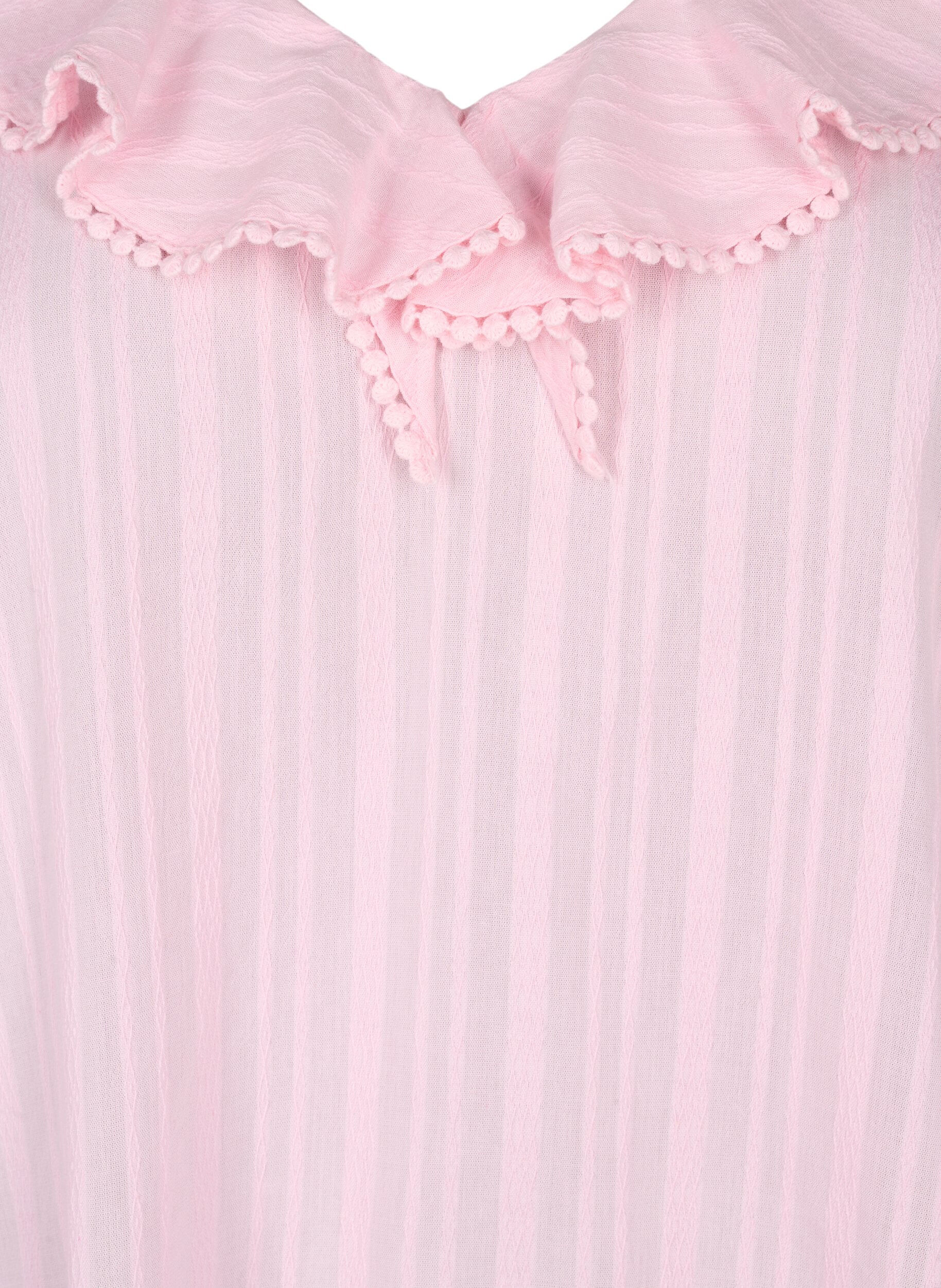 Zizzi Blus med 3/4 &auml;rmar och spets, Almond Blossom, Packshot image number 2