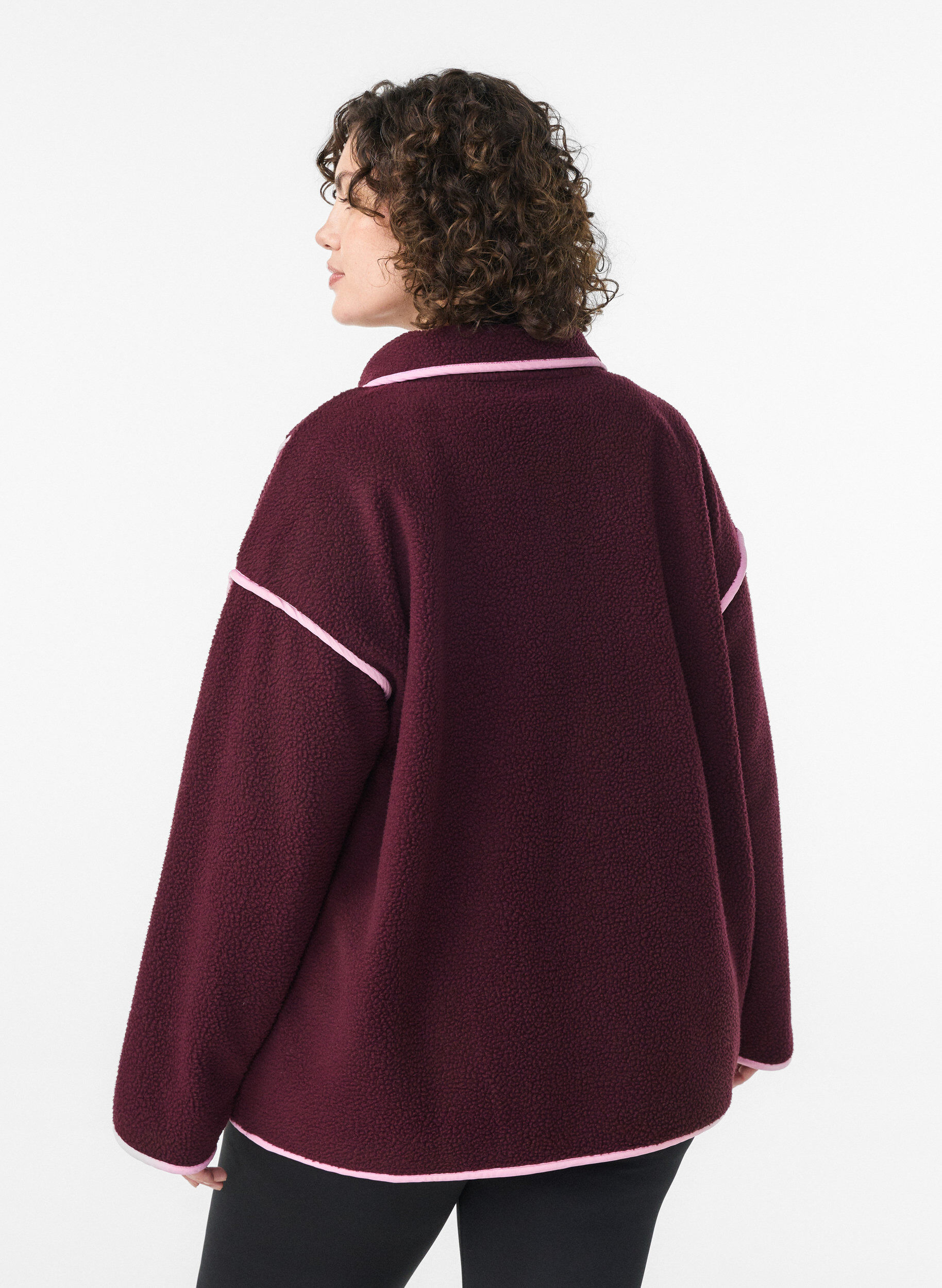 Zizzi Teddyjacka med kontrastdetaljer, R&ouml;d, Model image number 2