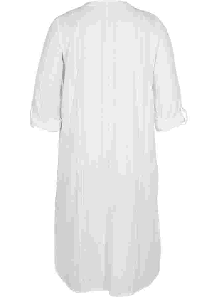Skjortklänning i bomull med 3/4-ärmar, Bright White, Packshot image number 1