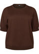 Finstickad blus med korta &auml;rmar, Brun, Packshot image number 0