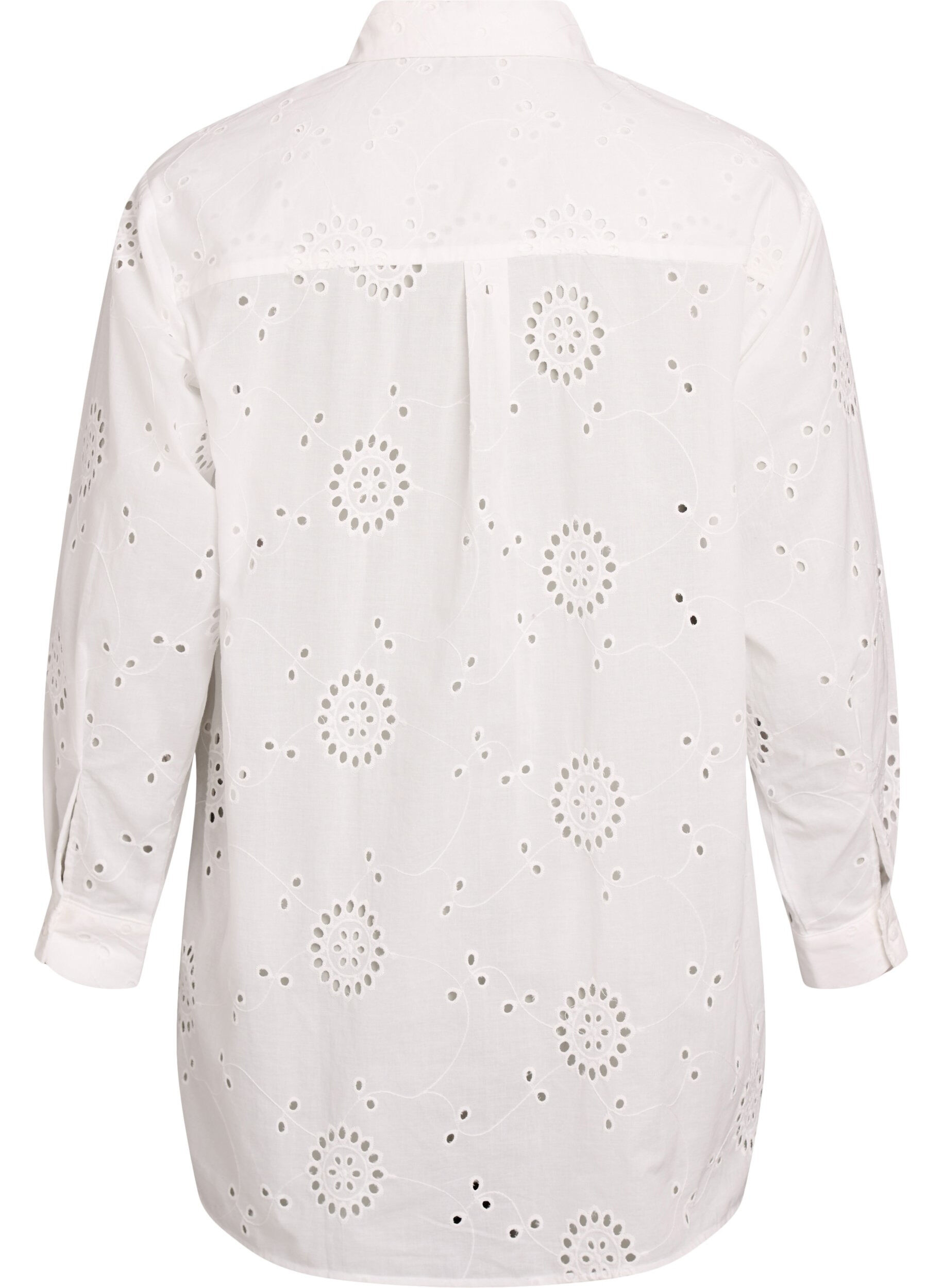 Zizzi Tunika i bomull med broderie anglaise, Vit, Packshot image number 1