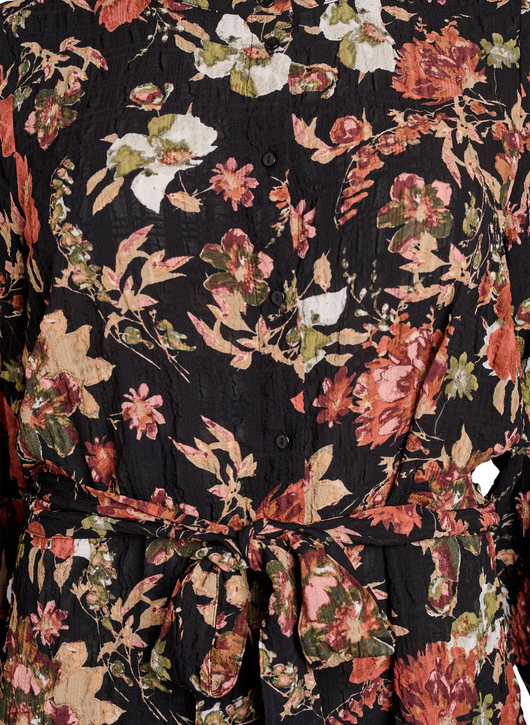 ZizziMidikl&auml;nning med blomm&ouml;nster och avtagbart knytsk&auml;rp, Svart, Packshot image number 2