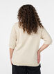 Finstickad blus med korta &auml;rmar, Beige, Model image number 2