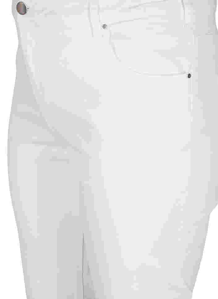 Croppade jeans med råa kanter och hög midja, White, Packshot image number 2