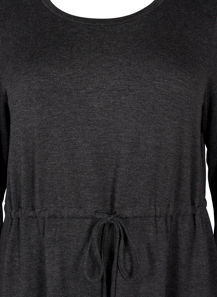 Knälång jerseyklänning med knytband, Dark Grey Melange, Packshot image number 2